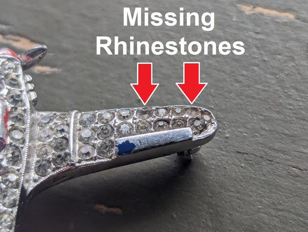 Trifari Rhinestone Airplane Pin