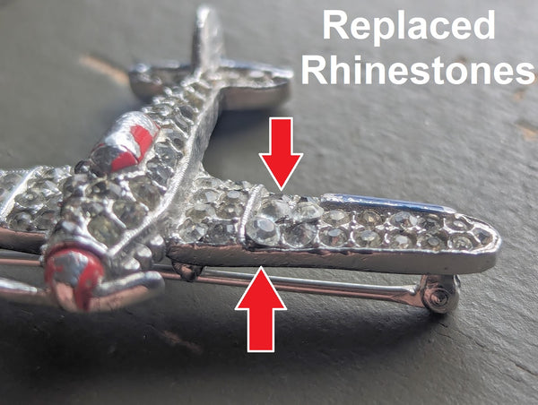 Trifari Rhinestone Airplane Pin