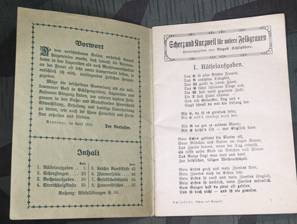 WWI Jokes and Amusements For Our Feldgrays