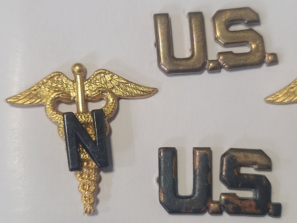 Army Nurse and U.S. Insignia Pins in Box