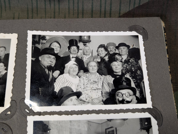 Partial German Family Photo Album Faux Snake Skin Cover