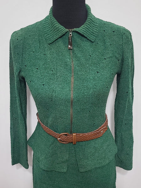 Green Knit Top and Skirt Set <br> (B-36" W-26" H-36")