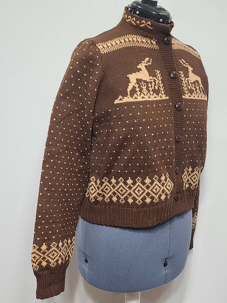 Deer Cardigan Sweater (45" Bust)