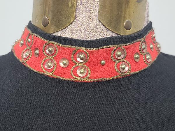 Black Dress with Red and Gold Trim <br> (B-34" W-26" H-33")