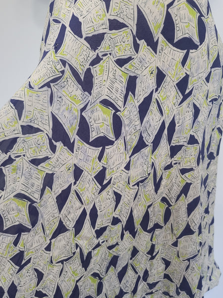 Newspaper Novelty Print Dress (as-is) <br> (B-34" W.25.5" H-34")