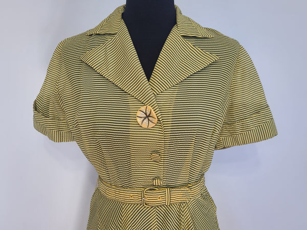 Lightweight Yellow Stripe Dress <br> (B-40" W-28" H-40")