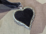 Edelweiss Heart Shaped Velvet Necklace (Black Background)