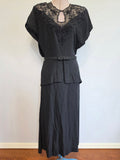 Black Rayon Gown Beading and Peplum <br> (B-36" W-28" H-34")