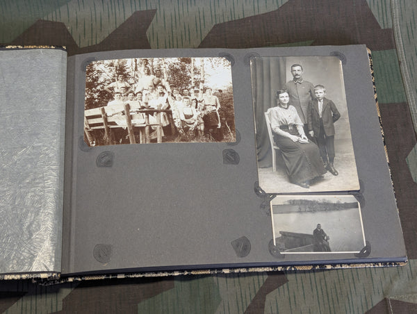 Partial German Family Photo Album Faux Snake Skin Cover