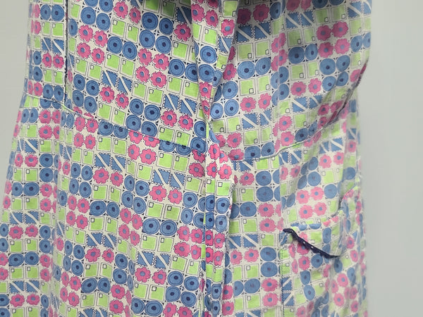 Colorful Print Button Down Dress <br> (B-52" W-44.5" H-52")