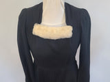 German Black Dress with Fur Trim <br> (B-34" W-29.5" H-38")