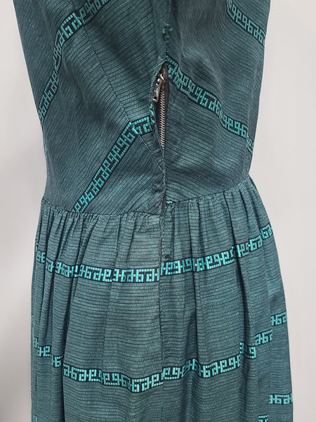 Teal Green Stripe Design Dress <br> (B-34" W-27")