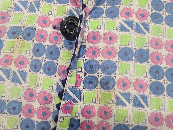 Colorful Print Button Down Dress <br> (B-52" W-44.5" H-52")