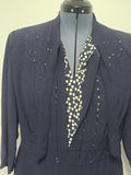 Dark Blue Rayon Dress with Polka Dots <br> (B-46" W-37" H-43")