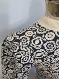 German Black and White Flower Print Dress <br> (B-34" W-26" H-32")
