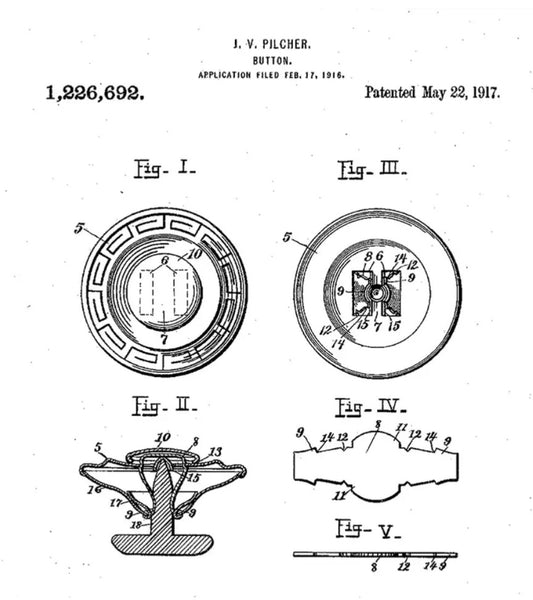 Full Card of Pilcher's Detachable Buttons 6 Buttons 5/8"