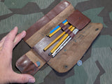 Period German Leather Pencil Case With Contents