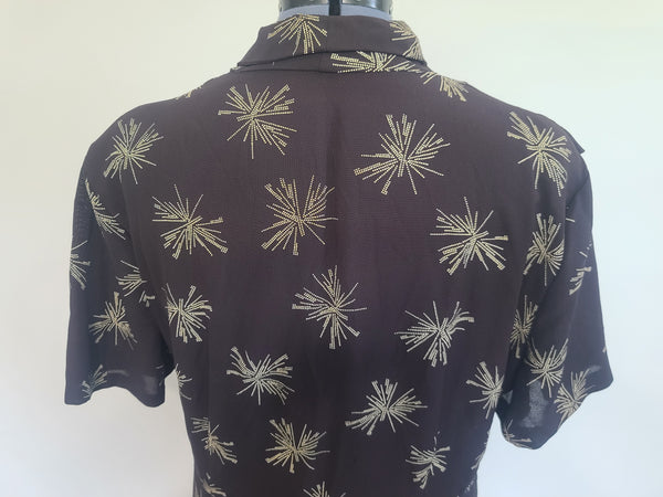 Plus Size Black Rayon Firework Print Dress <br> (B-57" W-49" H-62")