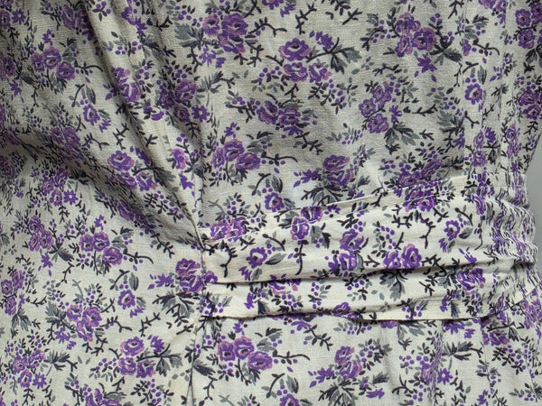 Purple Flower Print Dress <br> (50" Bust)