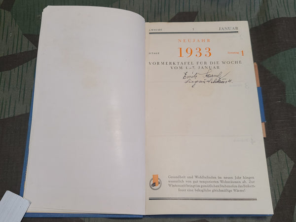 Vormerkbuch Pocket Calendar 1933 from a Coal Syndicate