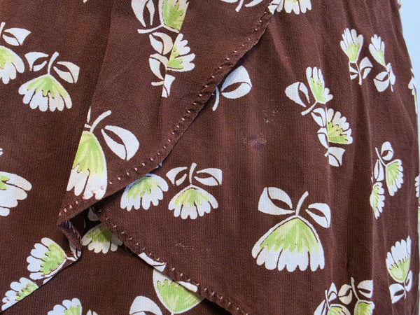 Brown Peplum Dress <br> (B-43" W-34" H-39")
