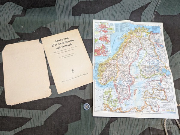 Schlag Nach über Skandinavien und Finnland w/ Map