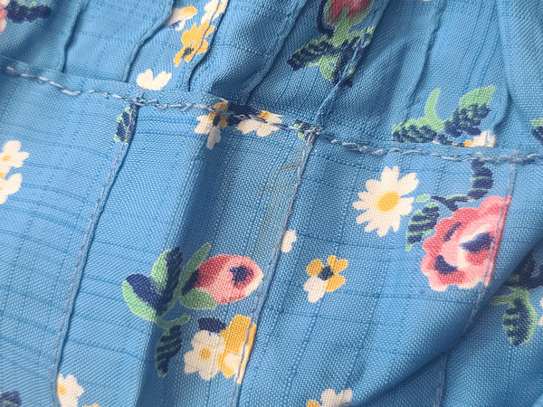 Blue Flower Print Dress and Belt <br> (B-41" W-36" H-44")