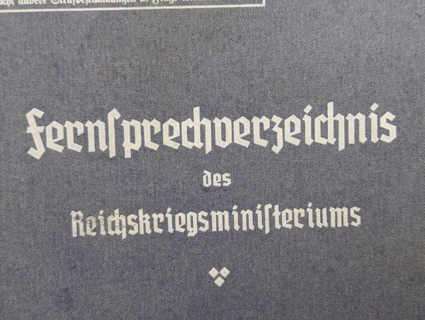 Folder For Fernsprechverzeichnis From the Reichsministeriums