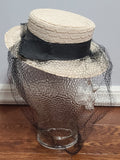 White Straw Tilt Hat with Netting