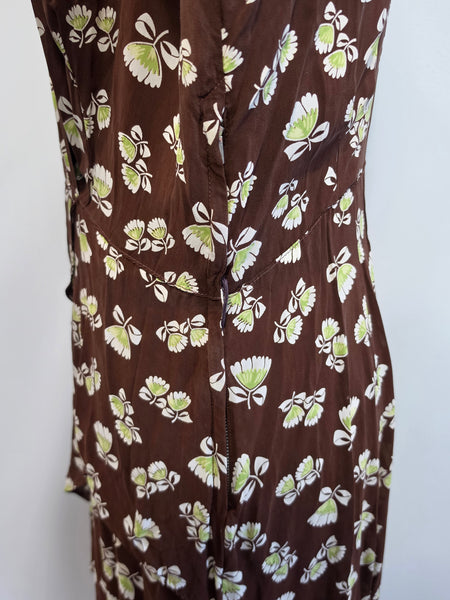 Brown Peplum Dress <br> (B-43" W-34" H-39")