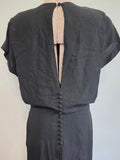 Black Rayon Gown Beading and Peplum <br> (B-36" W-28" H-34")