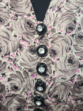 Lavender Rose Print Dress <br> (B-41" W-34" H-42")