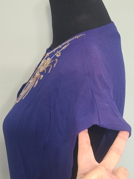 DuBarry Blue Sequin Gown 1945 <br> (B-38" W-29" H-38")