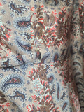 Pink and Brown Paisley Flower Print Wrap Dress <br> (B-44" W-35" H-46")