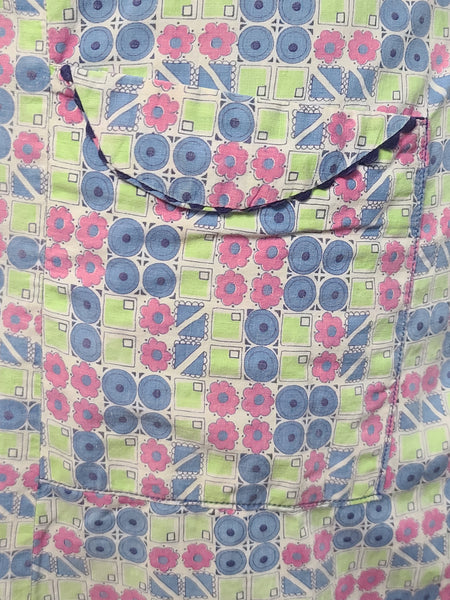 Colorful Print Button Down Dress <br> (B-52" W-44.5" H-52")