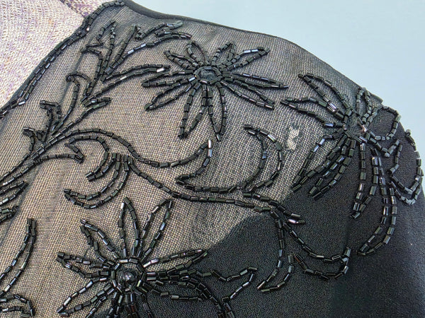 Black Rayon Gown Beading and Peplum <br> (B-36" W-28" H-34")