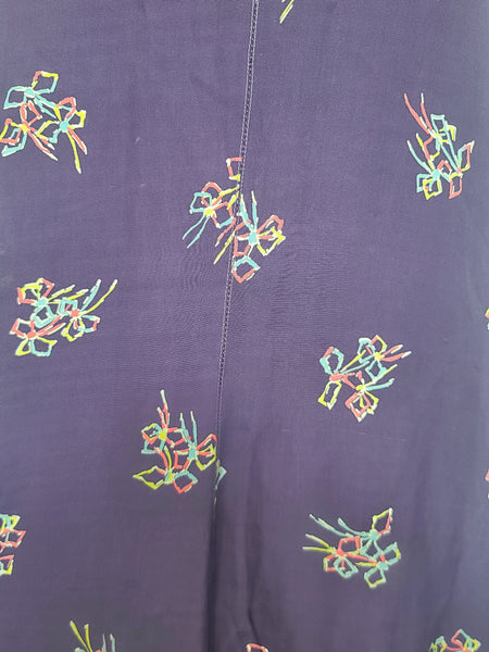 Purple Dress with Bow Print <br> (B-40" W-30" H-37")