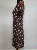 Cold Rayon Lady and Fan Novelty Print Dress <br> (B-36" W-27" H-35")