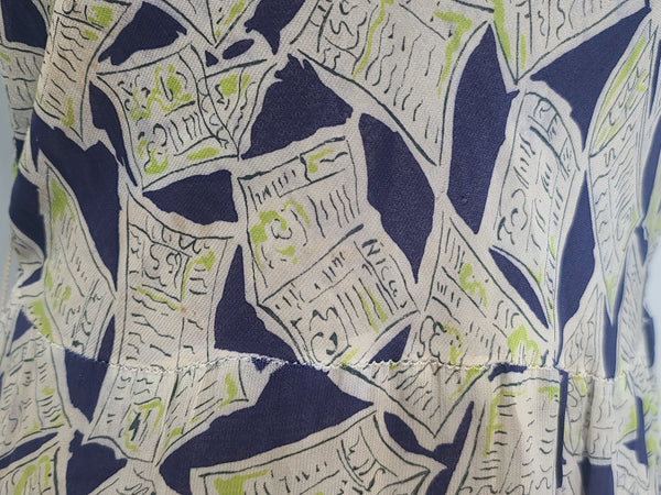 Newspaper Novelty Print Dress (as-is) <br> (B-34" W.25.5" H-34")
