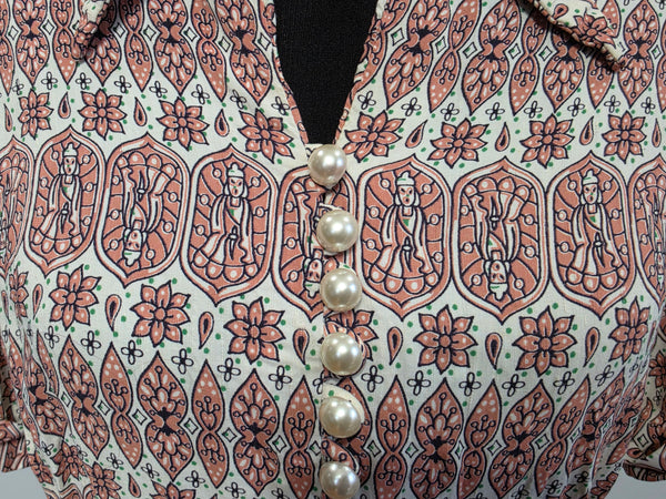 Pink Buddha Stained Glass Novelty Print Dress <br> (B-39" W-30" H-38")
