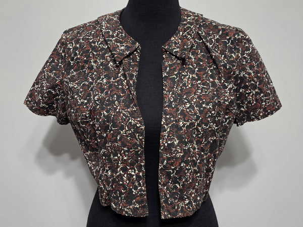 Black and Brown Print Dress and Short Sleeve Top <br> (B-38" W-30" H-36")