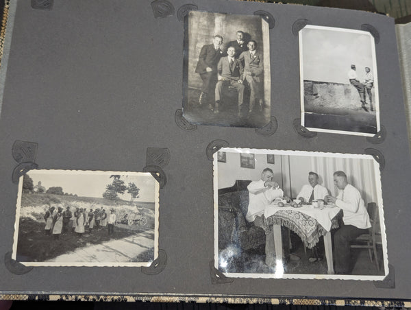 Partial German Family Photo Album Faux Snake Skin Cover