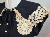 Black Dress with White Lace and Buttons <br> (B-36" W-29" H-35")