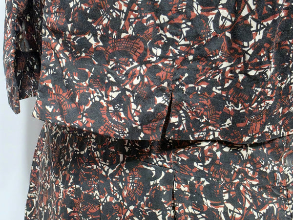 Black and Brown Print Dress and Short Sleeve Top <br> (B-38" W-30" H-36")