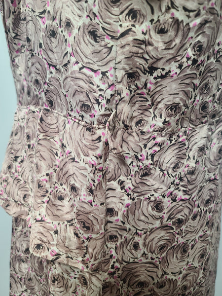 Lavender Rose Print Dress <br> (B-41" W-34" H-42")