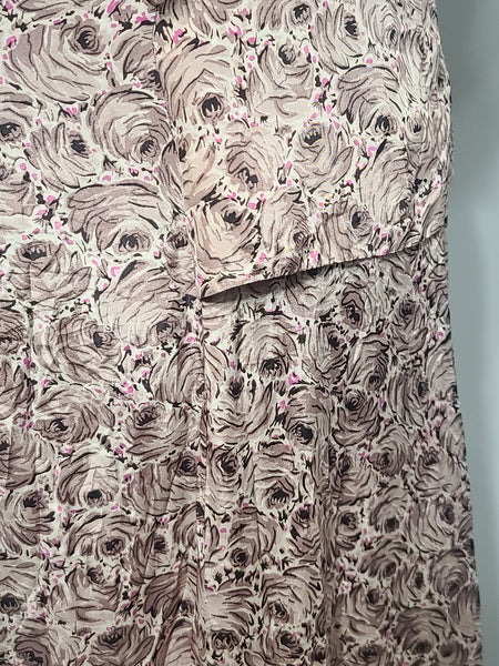 Lavender Rose Print Dress <br> (B-41" W-34" H-42")