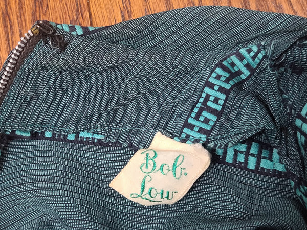 Teal Green Stripe Design Dress <br> (B-34" W-27")