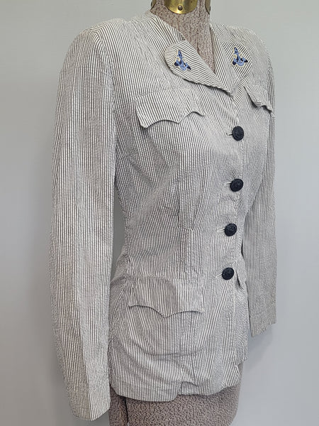 Navy WAVES Seersucker Jacket <br> (B-34" W-26.5")