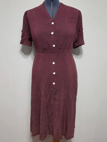 Maroon Dress with Tiny Polka Dots <br> (B-46" W-38.5" H-46")