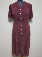 Maroon Dress with Tiny Polka Dots <br> (B-46" W-38.5" H-46")